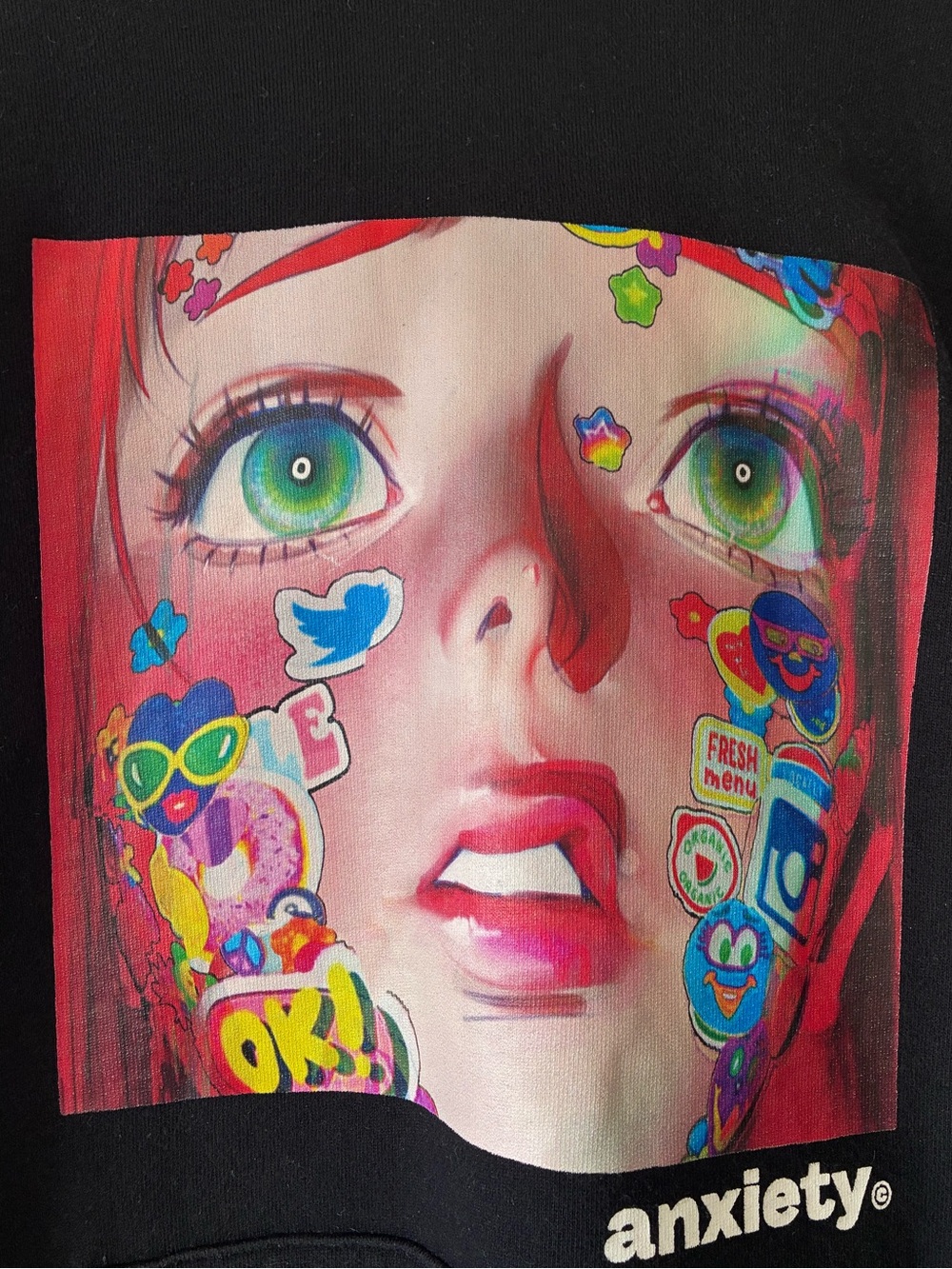 black hoodie jisu art size S social media themed Rare unique Artistic streetwear